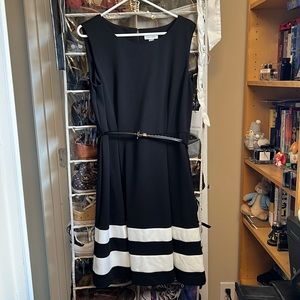 Calvin Klein black and white striped dress